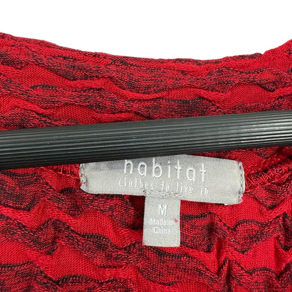 Habitat Sz Medium Red Wearable Art to Wear Artsy Blouse Shirt Top Christmas - Picture 2 of 8